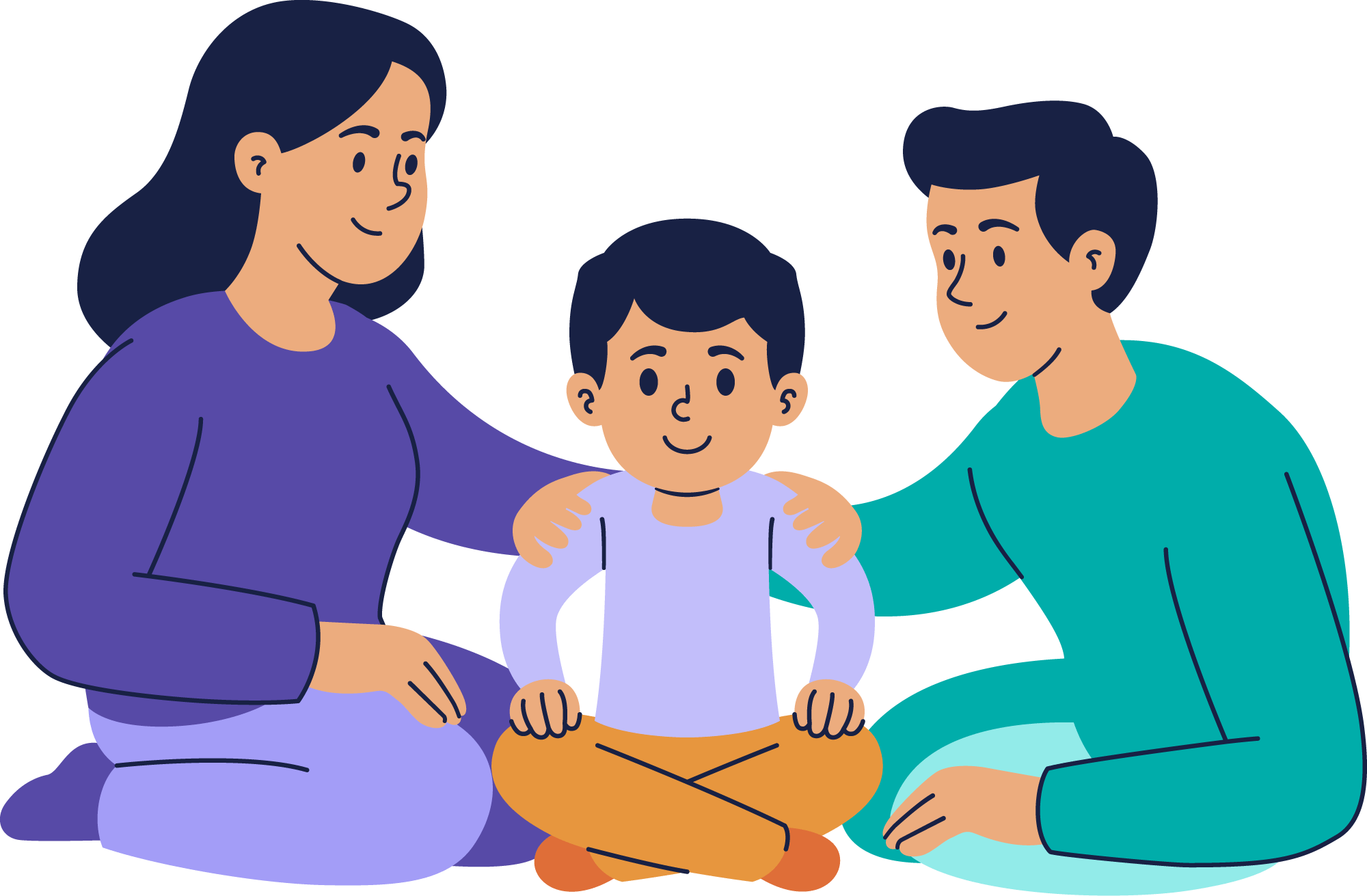 Madre, padre e hijo juntos